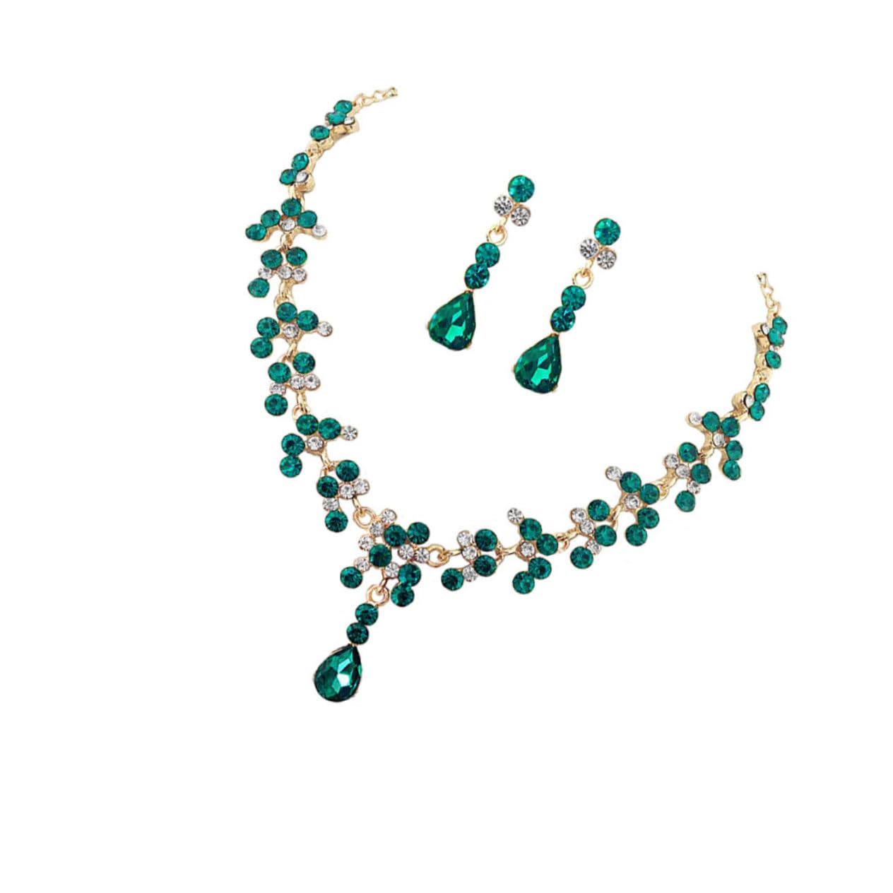 TENDYCOCO 1 Set Party Accessories Bride Earring Ladies Suits Rhinestone Wedding Earring Ladies Necklaces Pendant Necklaces Fashion Earrings Necklaces for Women Initial Suits Green