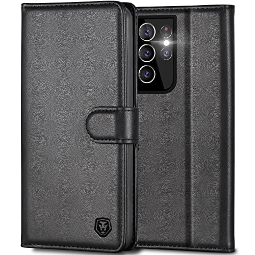 Kuafcase for Samsung S21 Ultra Case Wallet Leather Flip Case with 4 Card Slots Magnetic Closure Kickstand Shockproof Protective Phone Case for Samsung Galaxy S21 Ultra - Black