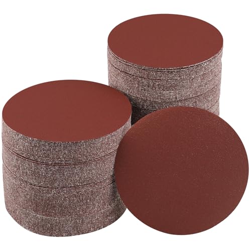 Sruhrak 100 Pcs 125mm Sanding Pads 220 Grit, 5 In Round No-Hole Sanding Discs Hook and Loop Sandpaper for Random Orbital Sanders