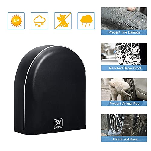 SYERAL Tire Covers Set of 4,Vinyl Waterproof Anti-UV Snow Sun Rain RV Wheel Covers,Tire Protectors Covers for Trailer,Camper,RV,Truck,SUV,30-32 inch(L) Black