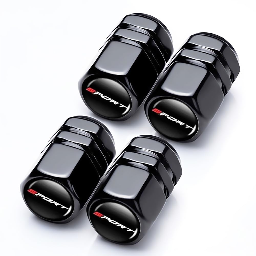 WENINETIES Aluminium Car Valve Caps for Citroen C4L C5 C6 C8 C-ELYSEE VTS C-Crosser Jumpy Nemo Picasso, 4Pcs Tyre Dust Covers Waterproof Anti-Leak Dustproof Wheel Protection,Black-D