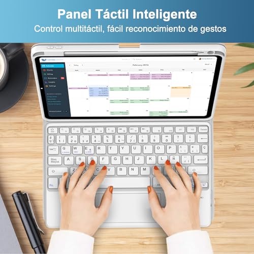 Teclado para iPad Air 11 M4 funda con teclado bluetooth español gris 4