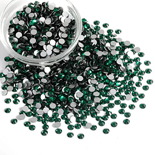 Image of Beadsland Flatback Rhinestones Bulk,14400pcs Green Rhinestones for Nails Crafts Clothes DIY Decoration, Emerald, SS16, 3.8-4.0mm | Flatback Glass Gems for Nails Crafts Clothes DIY Decoration, Glue Fix, 3.8-4.0mm,Dark Green