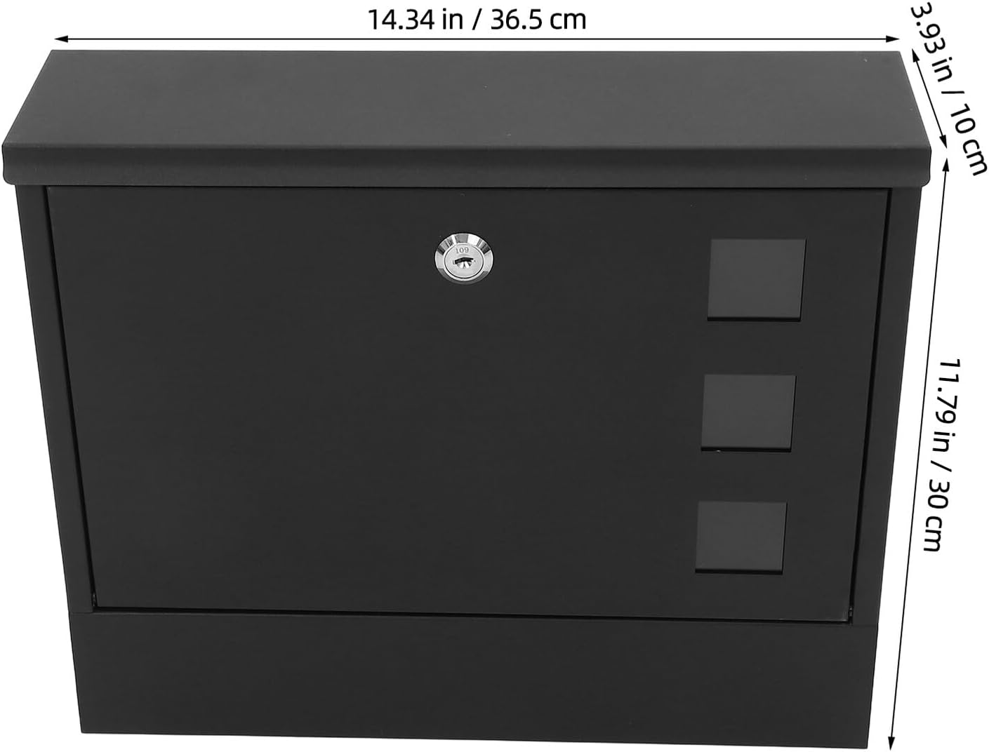 Outdoor Vintage Mailbox Wall Mount Large Locking Mail Box with Key for Secure Outdoor Mail Collection 36x30x9.5cm Black