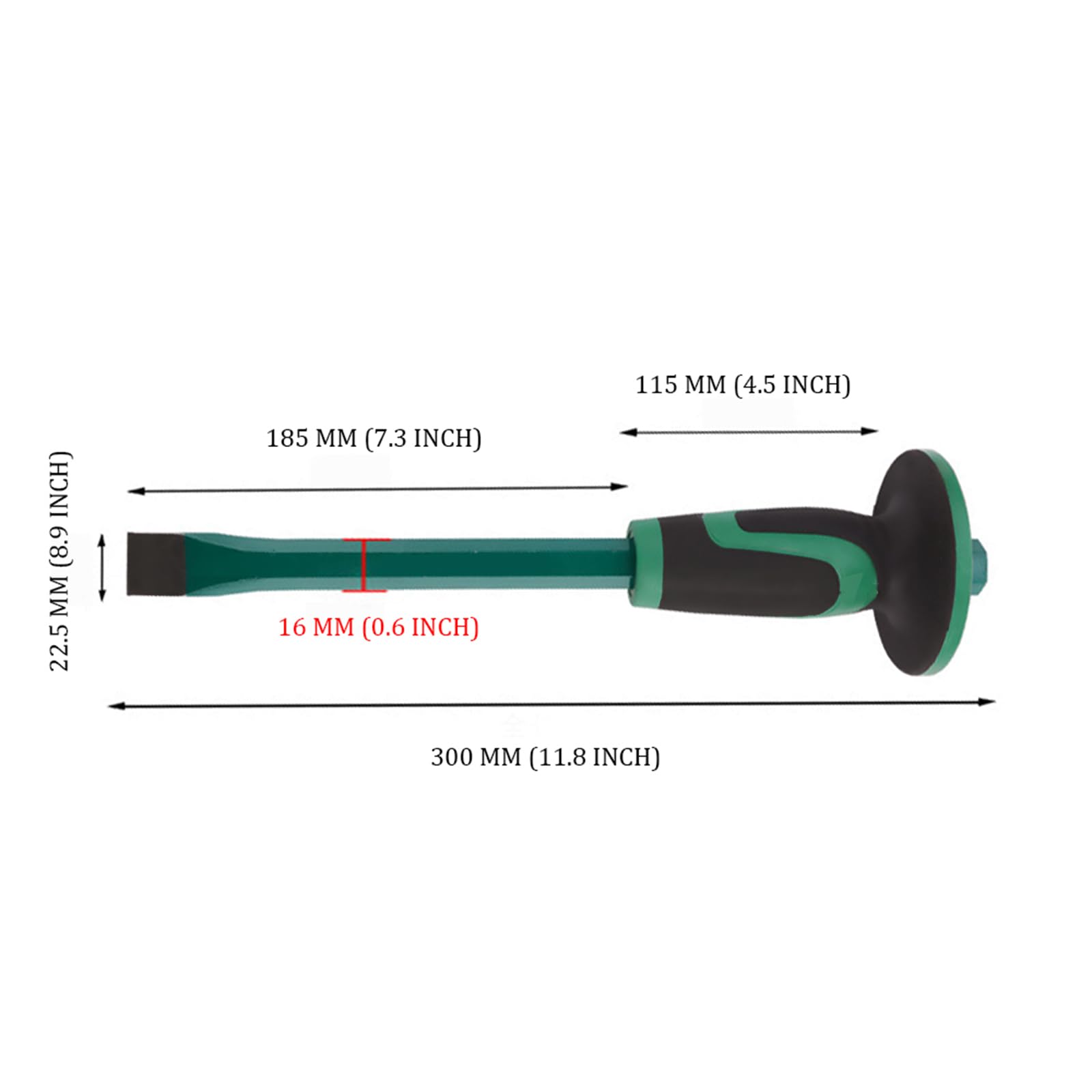 Lot de 2 burins plats à froid de 300 x 22 mm avec protection des mains, ciseaux à froid robustes en métal pour démolir le béton de maçonnerie, poignée antidérapante