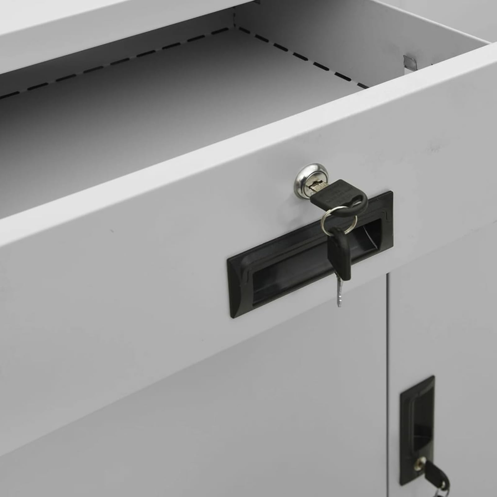 DJEKA Aktenschrank Abschließbar Metallschrank Büroschrank Werkstattschrank Mehrzweckschrank Stahl-Hellgrau-90x40x102 cm-2