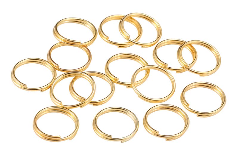 MAHAVIMOKSA Bulk Split Rings Double Loop Jump Rings Connector Mini Key Rings for DIY Jewelry Making Necklaces Bracelet Earrings Art Craft (10mm, Gold)