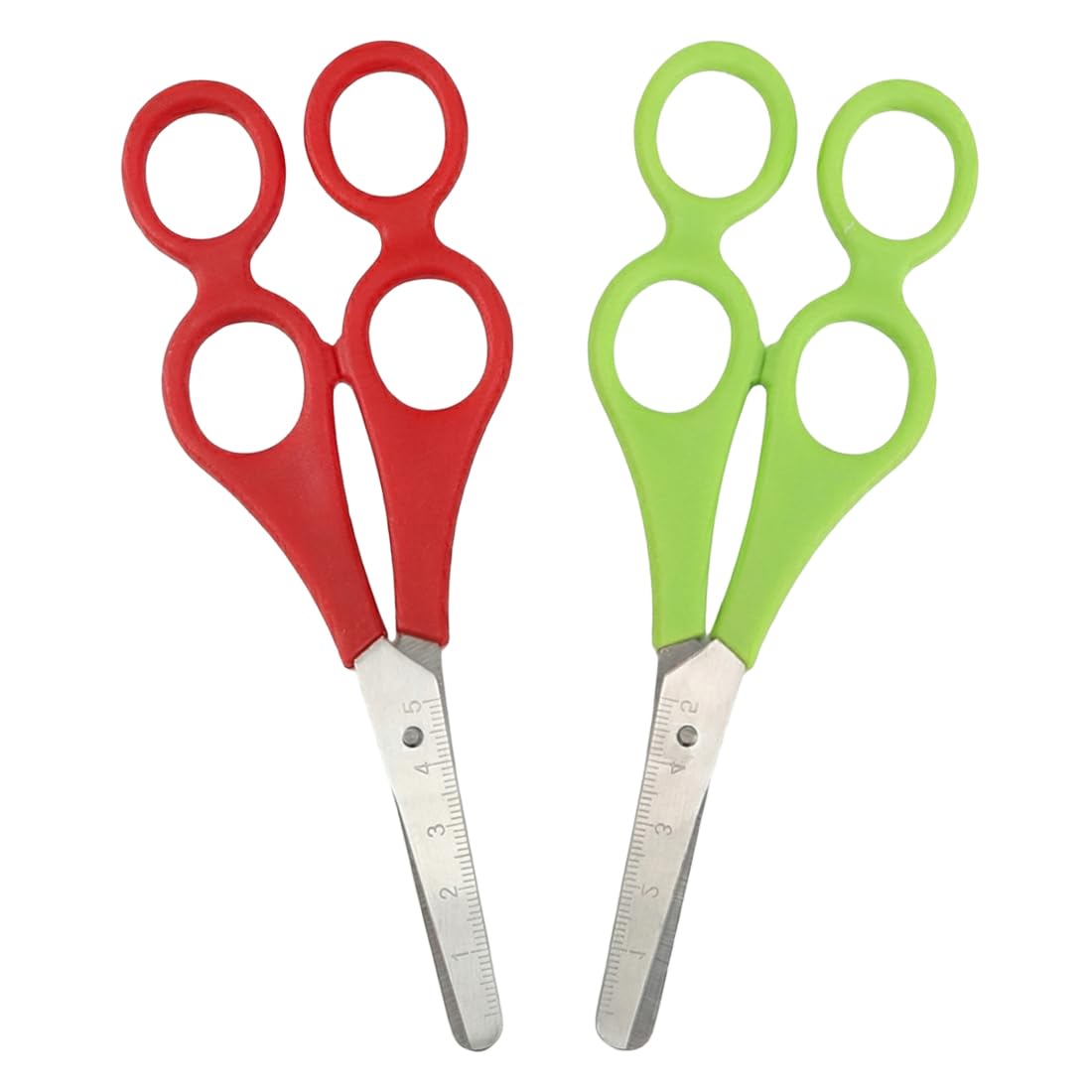 2 pcs Forbici per Bambini con Doppio Manico, Forbici per Apprendimento e Terapia, Forbici Madre-Figlio per Scuola e Attività Creative, Forbici Sicure per Bambini (Rosso e Verde, 17 cm)