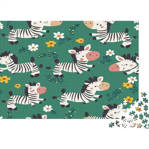 Puzzle de 1000 piezas de papel premium con diseño artístico de cebra floral de 70x50cm