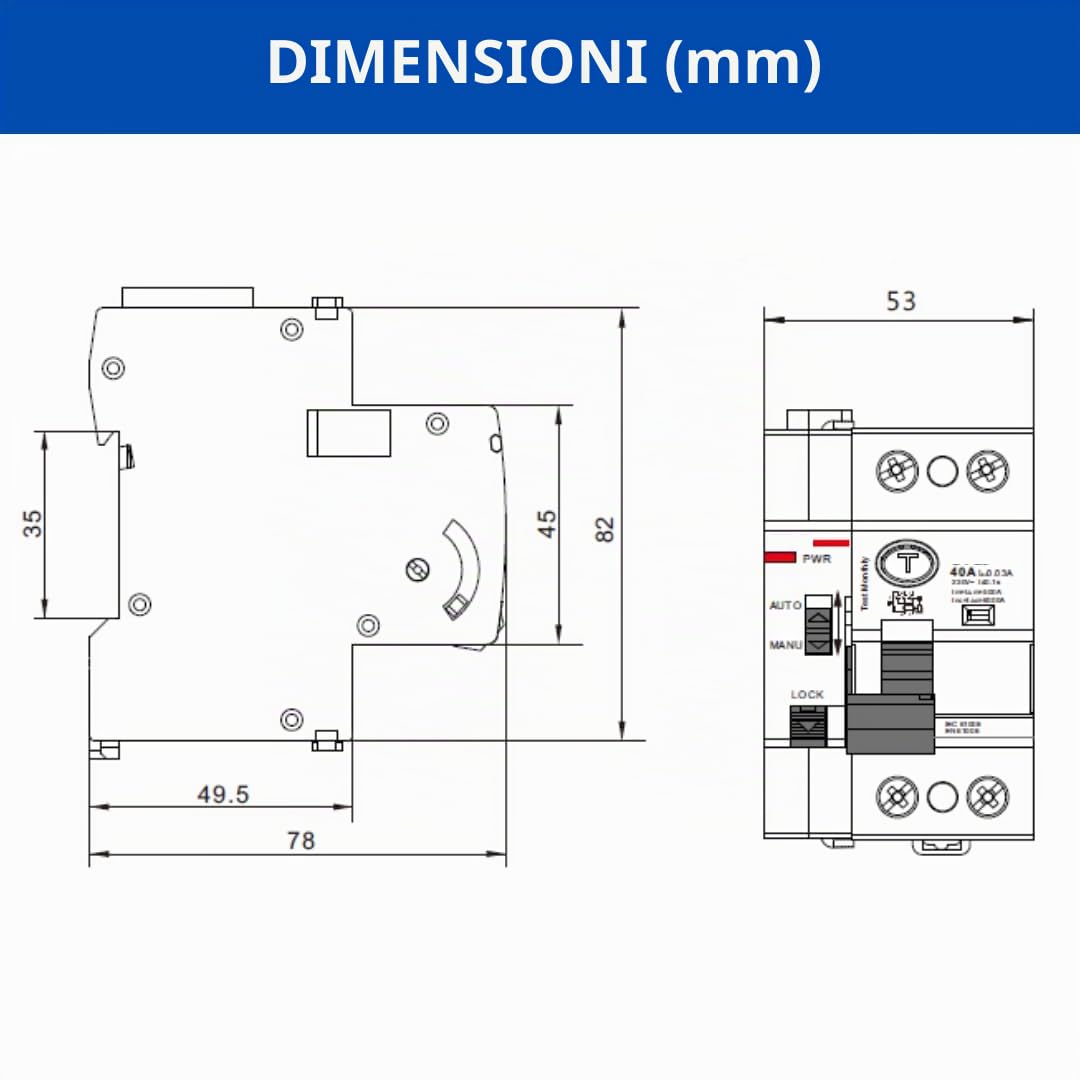 LE GARAGE Differenziale Auto Riarmabile 40A Tipo AC, 6Ka 2P 30MA Interruttore differenziale riarmo automatico classe AC. Guida DIN