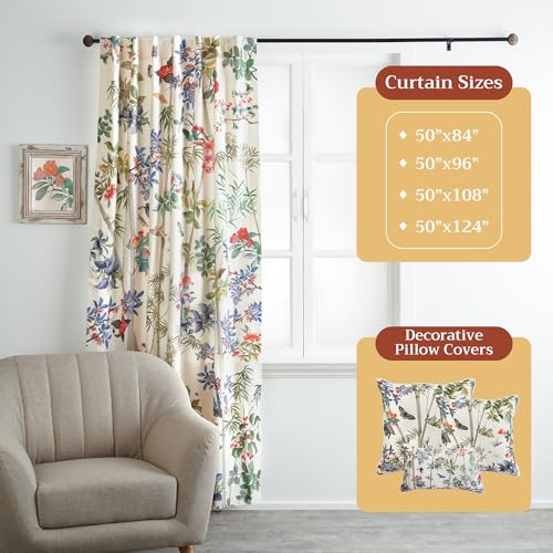 Image of Maison d' Hermine Curtains for Living Room 100% Cotton 50 inchx108 inch (Pack of 1) | 108 inches long Light Filtering Curtains for Windows Bedroom with Rod and Loop Pockets - Canne - Light Beige