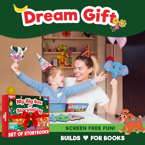 Einstein Box My Big Box of Storytelling for Boys & Girls 1,2,3,4,5 Years | Toys & Gifts for 1+ Year Olds | with Story Books & Pretend Play Masks |,colourful theme