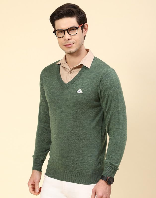 Image of Monte Carlo Shell Solid V Neck Pullover | Warm Woolen Pullover for Men | Soft Comfortable Knitted Winter Wear Sweater for Men's