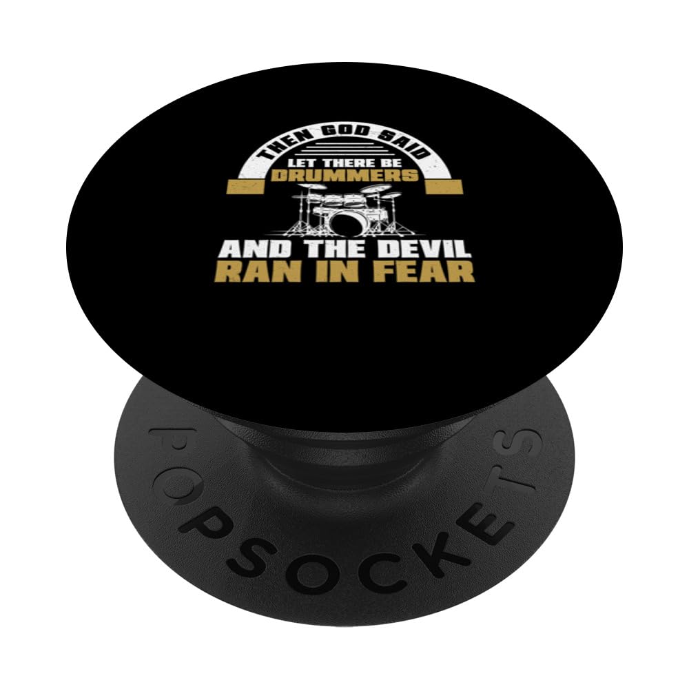 Then God Said Let There Be Cool Church Drummer Worship Music PopSockets Swappable PopGrip, Black