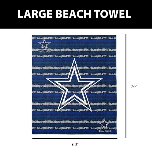 Image of Northwest NFL Dallas Cowboys Oversized Microfiber Beach Towel, 60 x 70 Inches - Quick Dry, Sand Resistant, Lightweight, Highly Absorbent, Shibori Design
