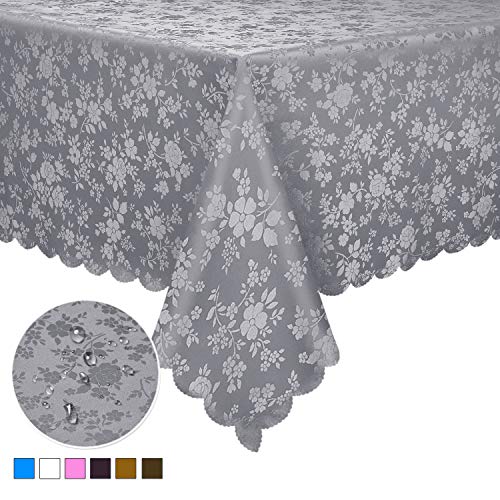 Locika Washable Vinyl Tablecloth Easy Care Dinning Tablecloth Rectangle Heavy Duty Plastic Tablecloth