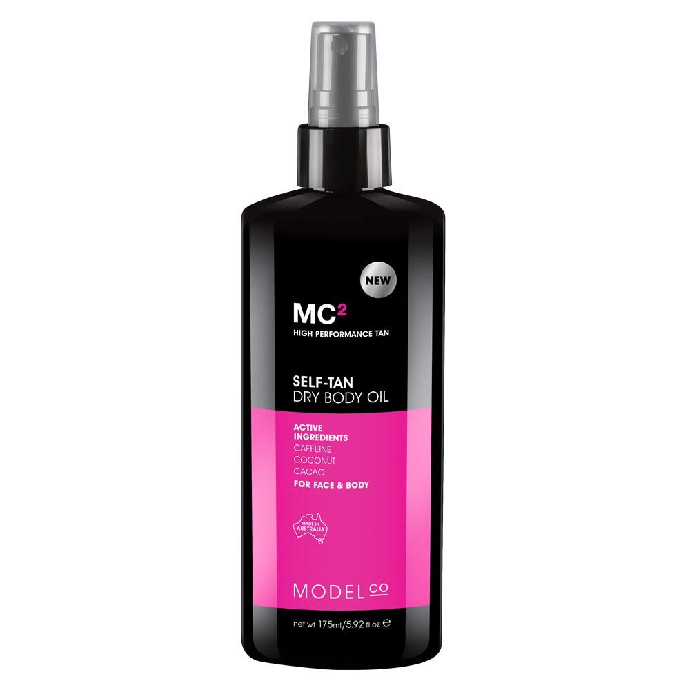 ModelCo Self-Tan Dry Body Oil Spray - Designed for Sunless Tanning - Lasts Up to One Week - Infused with Caffeine and Guarana for Firming and Skin-Toning - Perfect for Face and Body - 5.92 fl oz