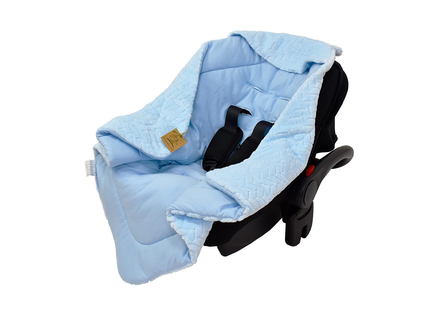 Bo Manta para portabebés, cochecito y asientos infantiles, Manta Niños, para recién nacidos en tamaño ideal 80 x 80 cm, con capucha y cierre de velcro para invierno y verano