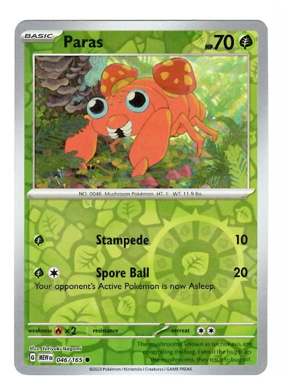 Amazon.com: Pokemon - Paras 046/165 - Pokemon 151 - Reverse Foil