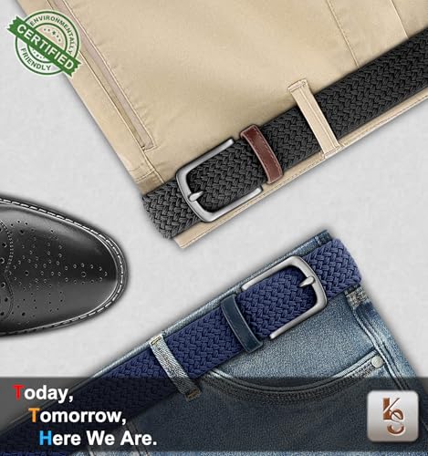 Image of KEMISANT Men's Golf Belt Nulti-pack, Braided Woven Stretch Belt for Gift Men Casual Jeans Sports Work 1 3 /8 inch