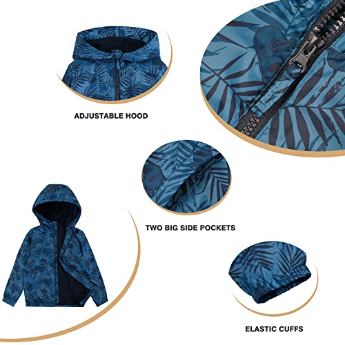 SUNDAY ROSE Boys Rain Jacket Lightweight Breathable Raincoat Waterproof Hooded Windbreaker For Kids Blue Black Size 104