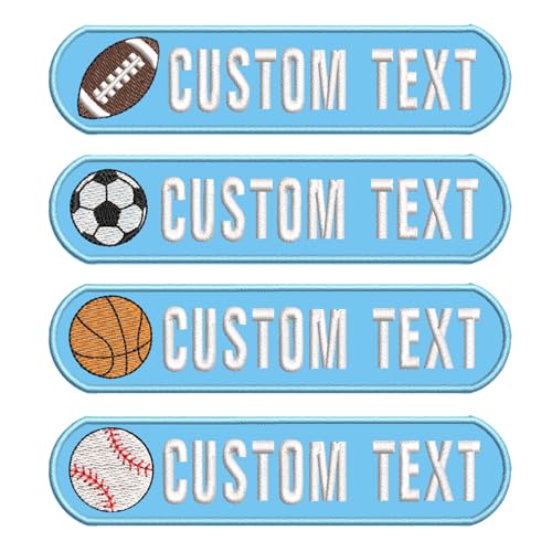 Image of Customizable Name Patches, Embroidered Soccer Patches 2PCS, Personalized Your Name Tag, Hook/Iron On Patches, Decorative Applique for Ball Sport Team Gifts (Sky Blue)