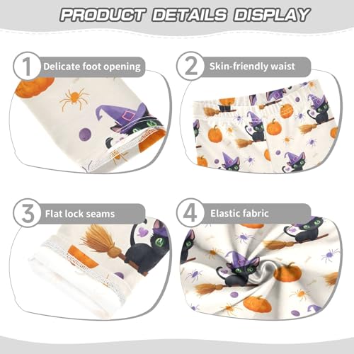 Cute Witch Cat Spider Pumpkin Girls Leggings Soft Stretch Workout Yoga Dance Pants for Kids Casual Tights3