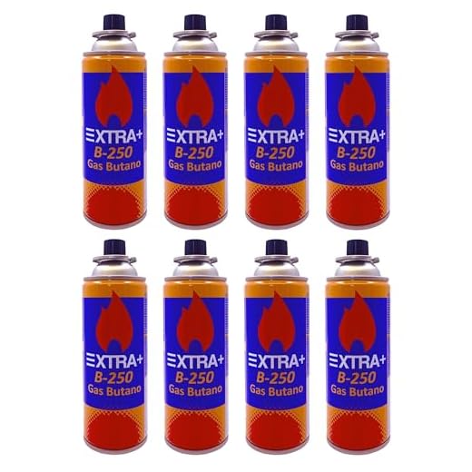 DISPAU Pack de Cartuchos de Gas Butano 220g, 100% Butano Puro, para Hornillos, Quemadores y Cocinas Portátiles, con Válvula de Seguridad (8 BOMBONAS)