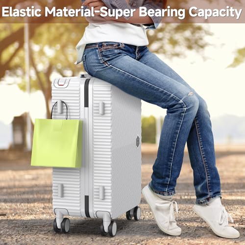 Lightweight Carry On Luggage 20inch Wide Handle Suitcase,Travel Luggage (03-WHITE)4
