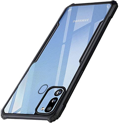 Image of WOW IMAGINE Shock Proof Clear Back Cover Case Mobile Cover for Samsung Galaxy M21 | M30s | M21 2021 (Hard | Hybrid PC + TPU | Full Armour Device & Camera Protection | Black)