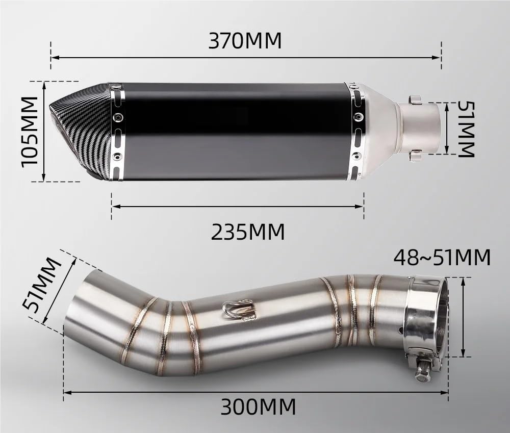 Pasuje Do CBR500R CB500X/F Motocyklowy Układ Wydechowy Zmodyfikowany Tłumik 51mm Rura Z Łączem Środkowym rura wydechowa(TYPE-H)