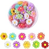 LOPURO Flower Resin Charms, 50Pcs Daisy Resin Flatback Beads Sunflower Charms for Jewelry Making Cardmaking Scrapbooking Hair Accessories DIY Craft (50pcs 22mm mixed color)