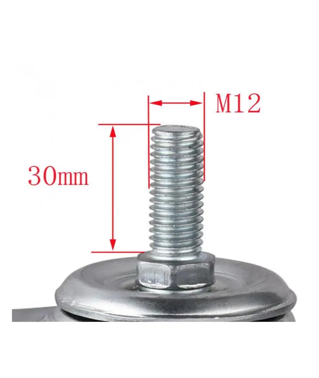 1 Piece of 4-inch Screw Silent Caster in Maroon Double Bearing with M12 Steering Wheel Frame