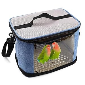 Parrot Carrier Cage Bird Travel Bag, Lightweight Transparent Bird Carrier for Parakeets Cockatiels Conures Lovebirds, Portable Small Animal Carrier Bag with Shoulder Strap for Guinea Pig Bunny Hamster