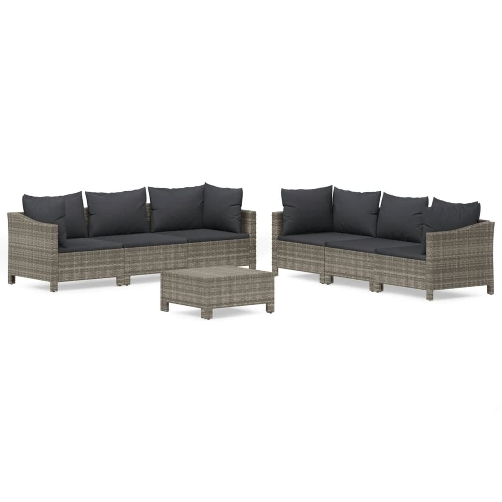 Rantry Casa Set Divani da Giardino 7 Pezzi con Cuscini in Polyrattan Grigio, Divano Letto, Divanoletto Moderno, Sofà Soggiorno Divano Letto, Divani per Esterno da Giardino, Esterno Arredamento