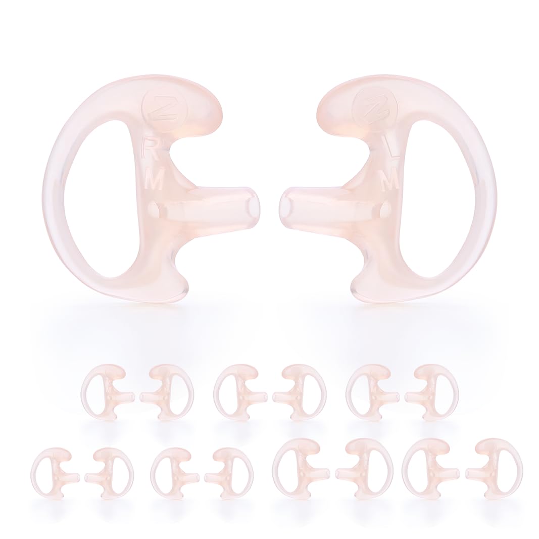 Zeadio 8 Pair Earmould Earpiece Earbud Earplug for Two-Way Radio Coil Tube Audio Kits, Brown