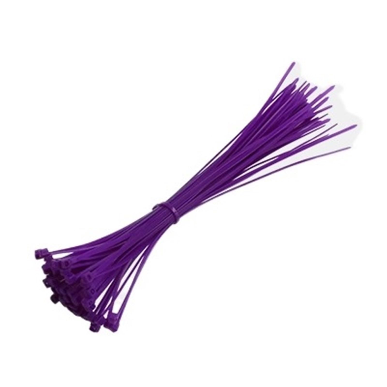 Eqqhjl Purple Nylon Cable Tie Buckle， Self-Locking Nylon Cable Ties 100 Pcs Multicolor 3X200 Mm(Purple)
