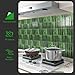 LONGKING 10-Sheet Green Peel and Stick Backsplash Tiles for Kitchen Wall, Kitchen Backsplash Wall Tile, Waterproof Back Splash Stick on Tiles for Bathroom