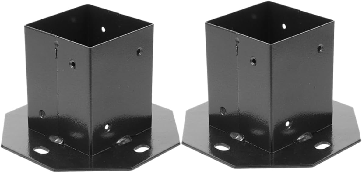 Lurrose 2pcs Heavy Duty Post Base Protectors Metal Bases for Mailbox Brackets Deck Railing Support and Easy to Install for Fences and Outdoor Structures