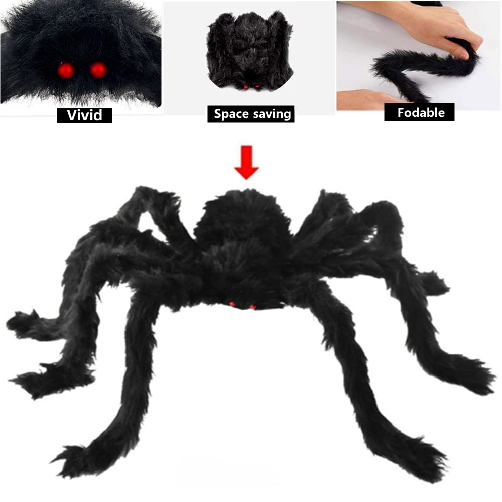 Riesige Halloween-Spinnen Set – 5 Stück, Schwarze Plüschspinnen Mit Beweglichen Beinen, Für Innen & Außen