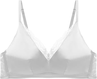 Deep V Silk Lace Bralette Padded Wireless Bra for Women