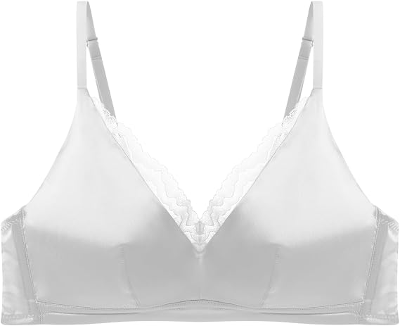Deep V Silk Lace Bralette Padded Wireless Bra for Women