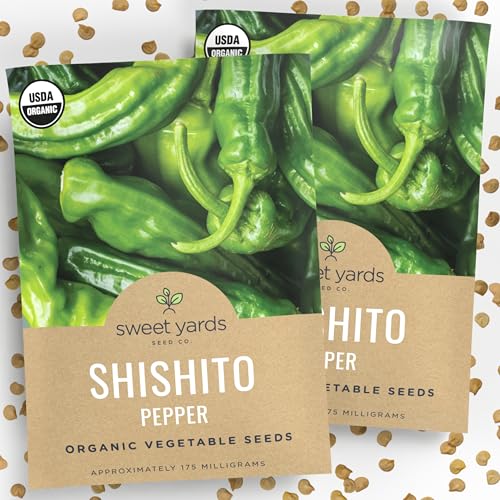 Organic Shishito Pepper Seeds Two Seed Packets! Approx 30 Open Pollinated Non-GMO Seeds Per Packet (60 Total) Sweet Yards Seed Co.
