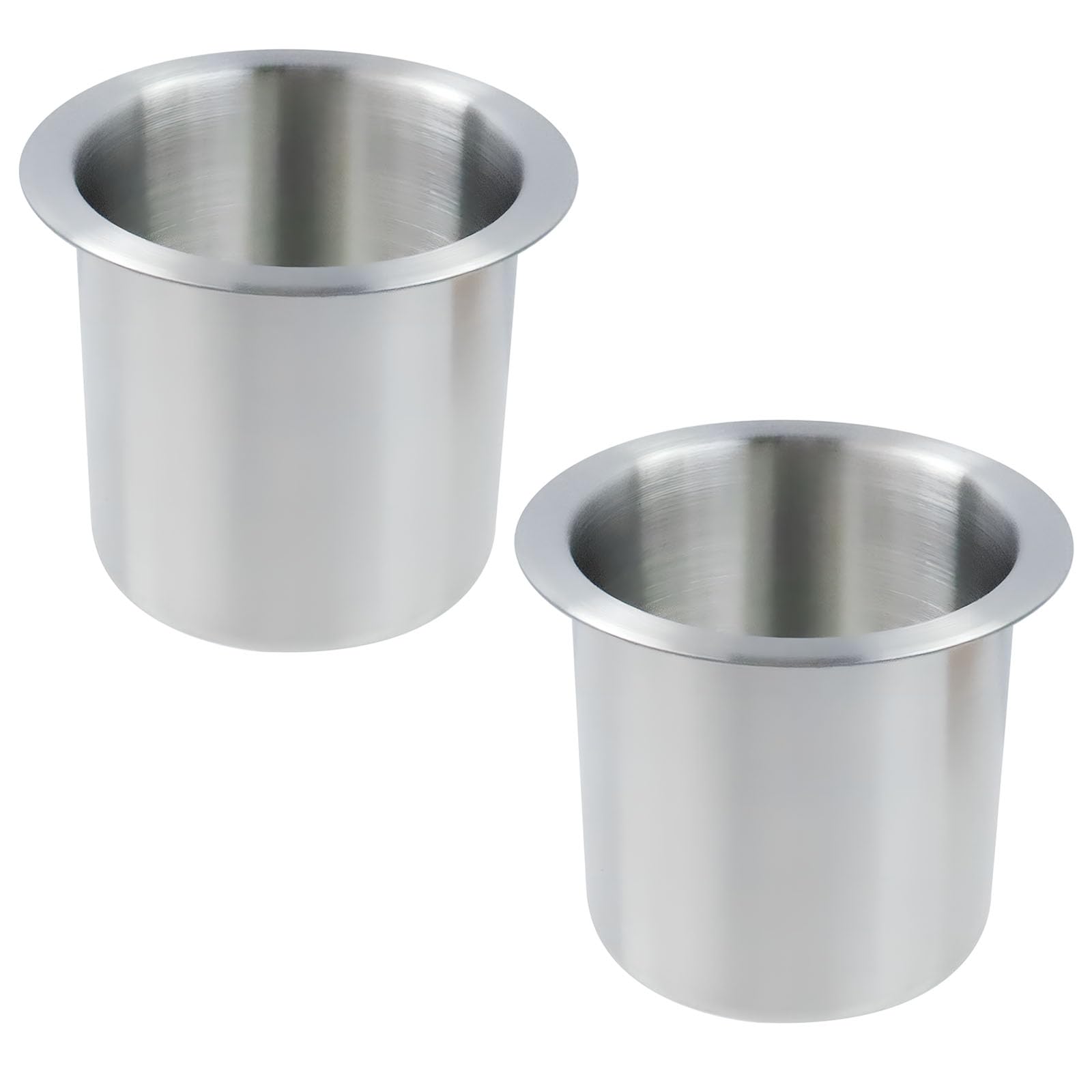 2Pcs Drop-in Cup Holder Stainless Steel Cup Holder Insert for Boat, Yacht, RVs, Game Table (10.8x8.5x8.7cm)