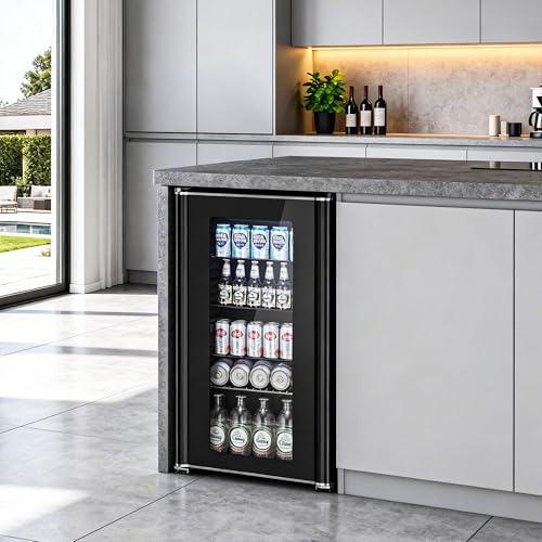 Image of Antarctic Star Beverage Refrigerator - Mini Fridge for Soda Beer or Wine,Small Drink Dispenser, For Office or Bar with Adjustable Removable Shelves,Convertible Door (3.2Cu.ft)