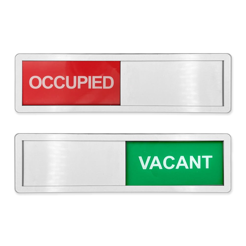 LICQIC Privacy Sign, OCCUPIED/VACANT - Sliding Door Sign for Home Office Restroom Conference, Silver