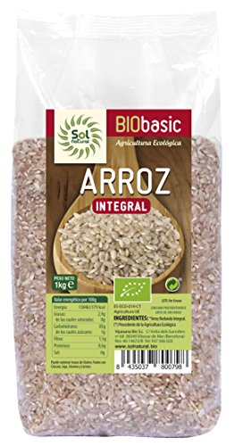 SOLNATURAL Arroz Redondo Integral - Paquete de 12 x 1000 gr - Total: 12000 gr