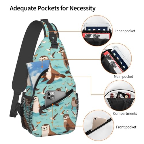 Mochila cruzada casual de uso diario Otters miniatura 4