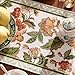 patdrea Designer Elegant French Floral Velvet Table Runner, Fresh Green with Orange Blossoms Pattern Table Mat, Decoration for Kitchen Dining Coffee Table Cabinet Banquet Thanksgiving,12