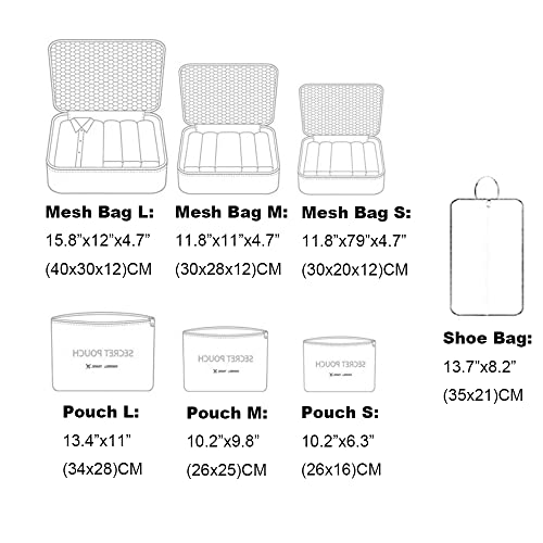 Packing Cubes 7 Set Packing Organizers Travel Luggage Organizer Bags for Backpack Suitcases (Pink)3